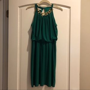 Dressbarn Green Dress with Decorative Neckline